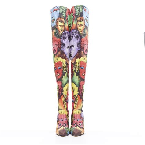 Versace Marylin Monroe Print Boots In Multicolour 